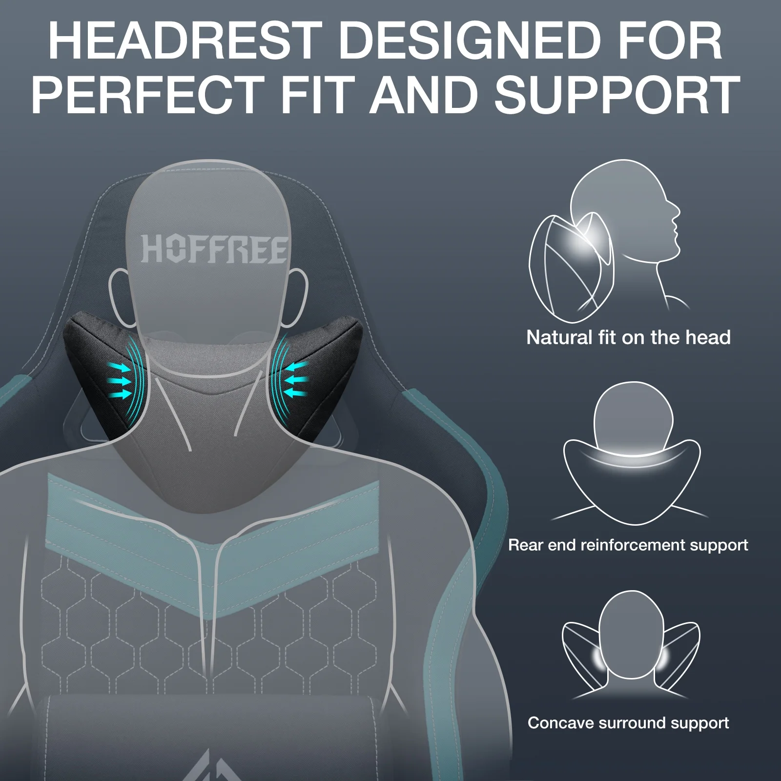 Hoffree Gaming Chair with Massage Fabric Office Chair with footrest for Adults, Ergonomic Gamer Chair with Headrest and Lumbar Support for Office Gaming, 440 LBS - Image 34