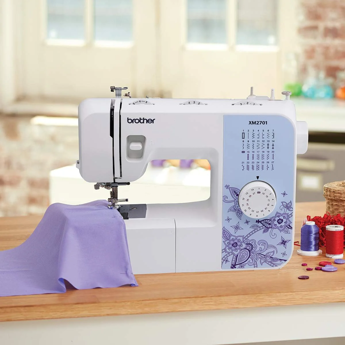 Brother XM2701 Sewing Machine, Lightweight, Full Featured, 27 Stitches, 6 Included Feet