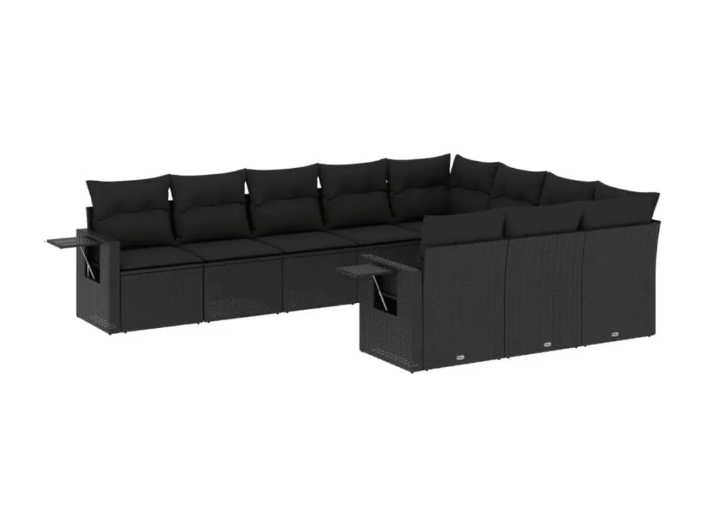 Set de sofás de jardín 10 piezas cojines ratán sintético negro TMNW36670