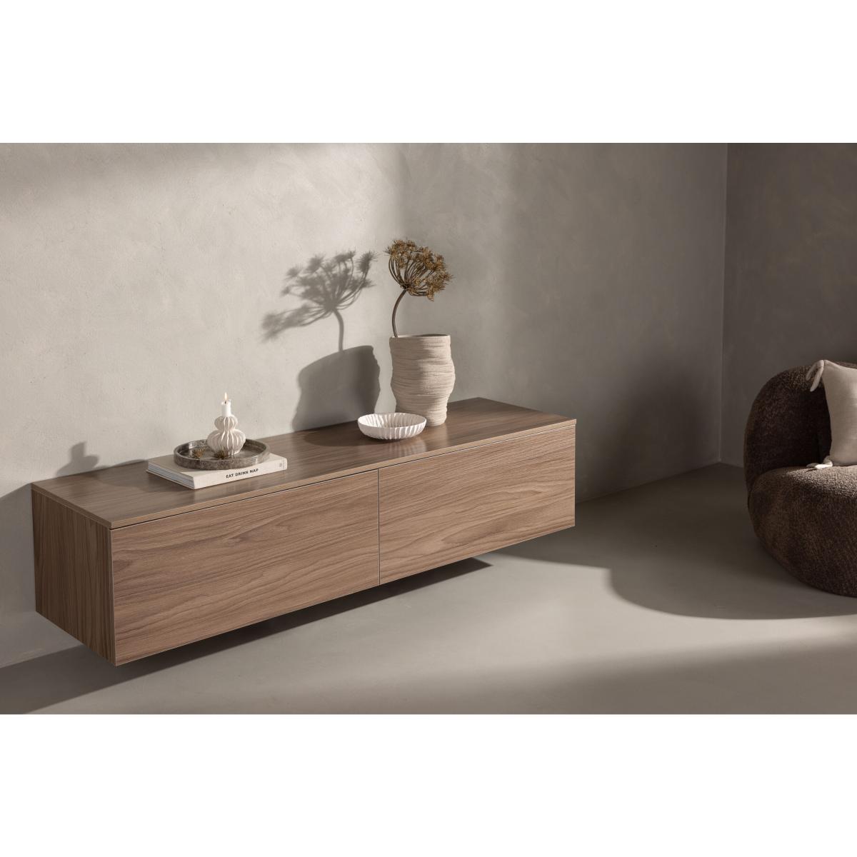 Svea - Santo zwevend TV-meubel - 160 cm - walnoot