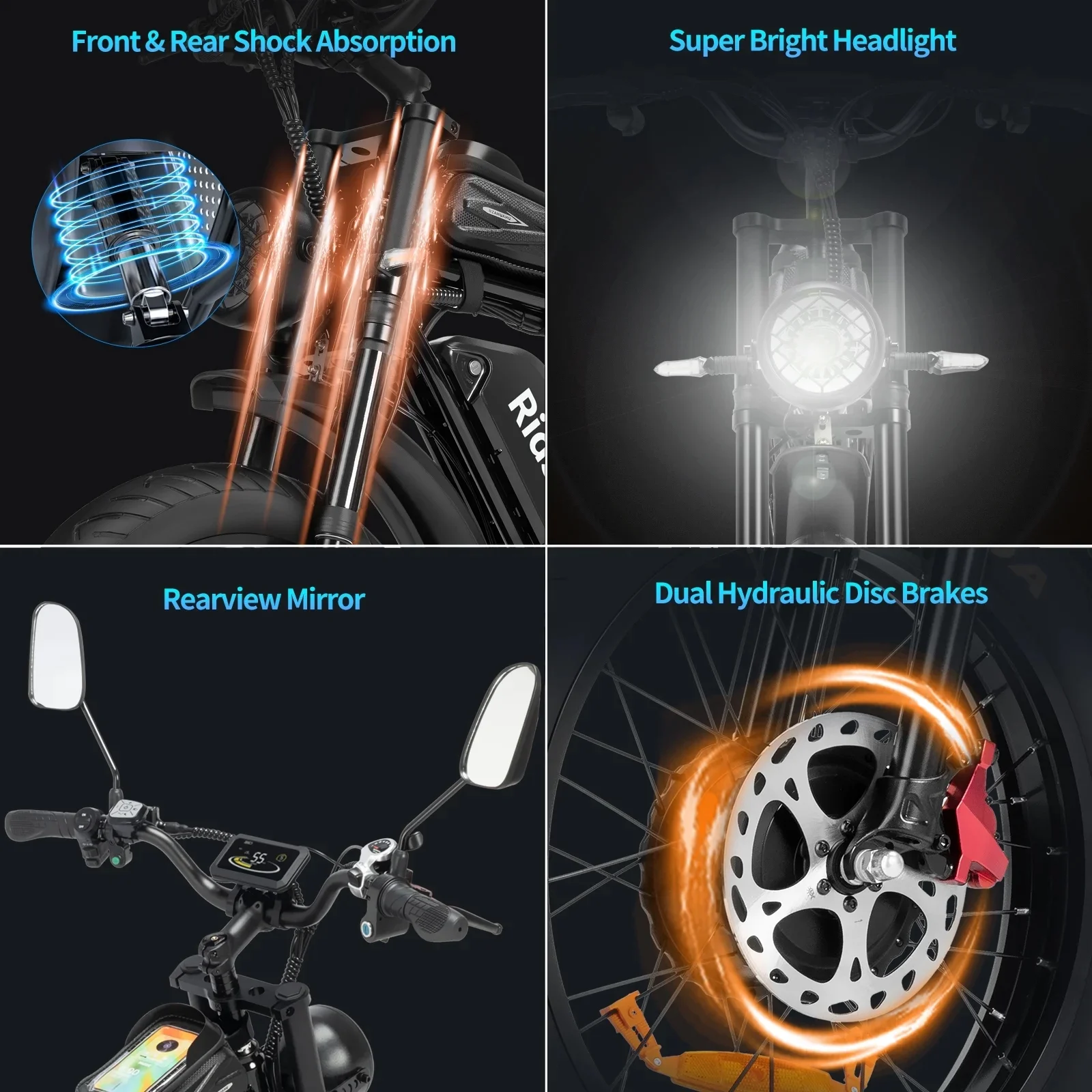 YVY 1500W Electric Bike for Adults, 33MPH 20'' Fat Tire Electric Motorcycle, 48V 20AH Removable Battery, 30 - 60
