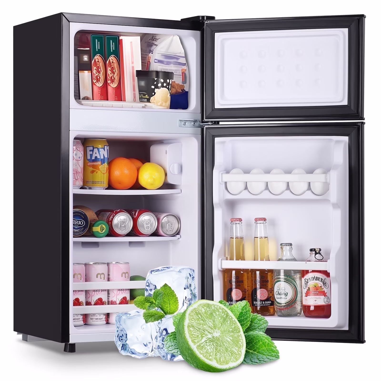 Tacool 2.4 Cu.ft Mini Fridge with Freezer, Small Refrigerator Apartment Size Fridge Black, NEW(White)