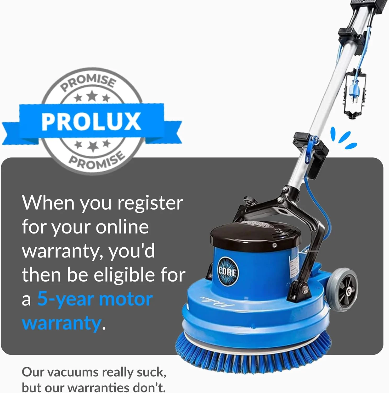 Prolux Core 15 in. Loaded Commercial Light Hand-Driven Floor Buffer Scrubber - Image 9