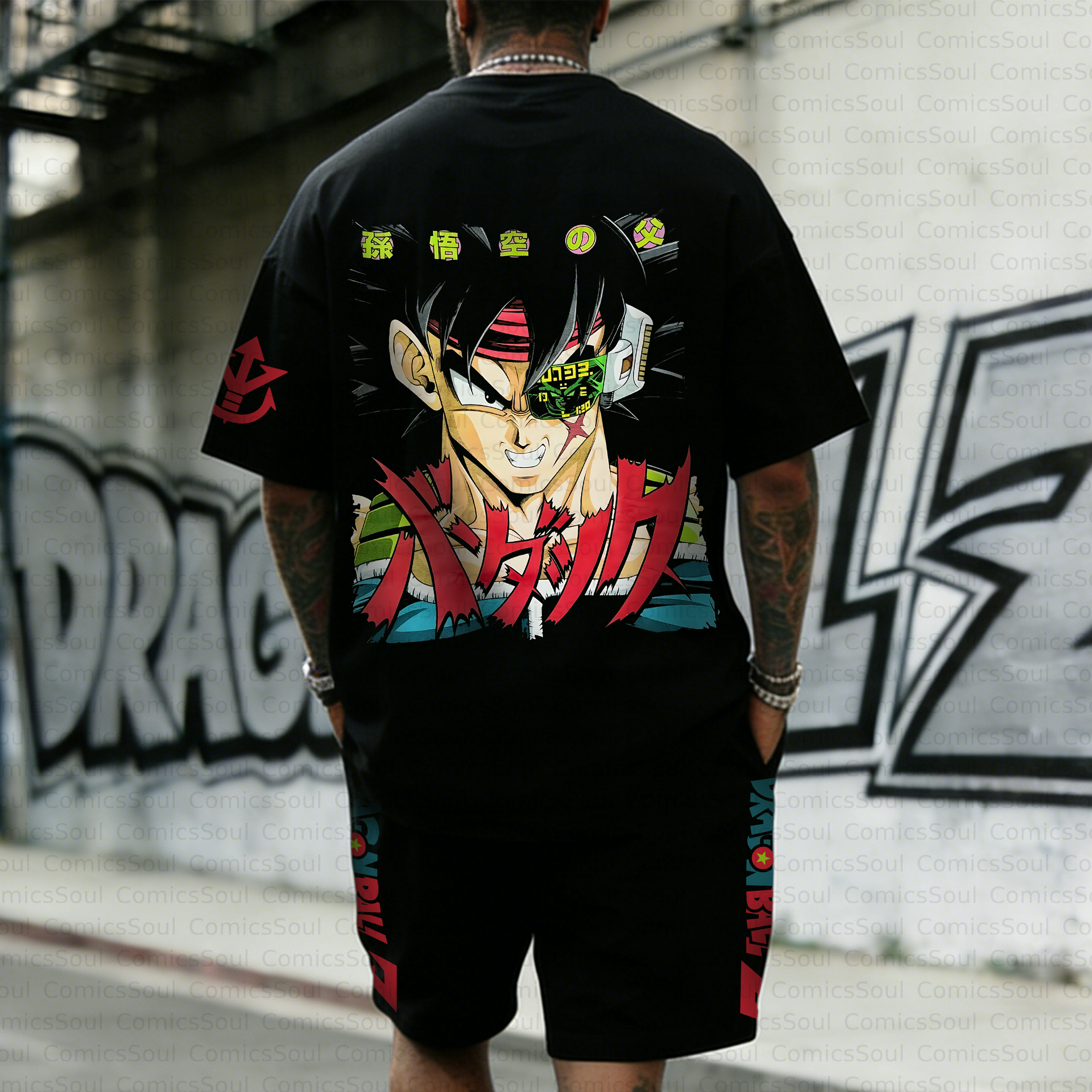 Unisex Anime Inspired Vintage T-shirt& Shorts 2 Pieces Set