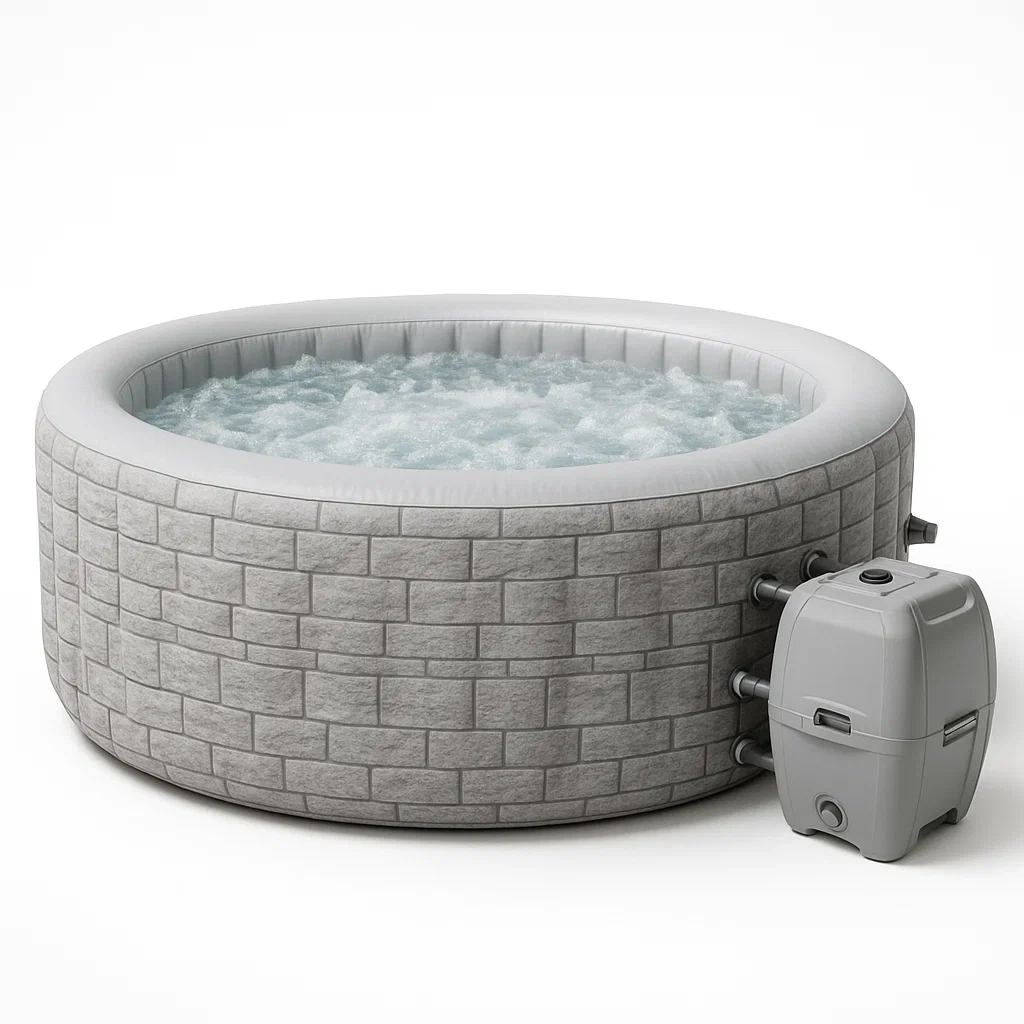 Spas hinchables 196x196x71 cm 4 personas redondo gris/ blanco GjsjXZJ361ze
