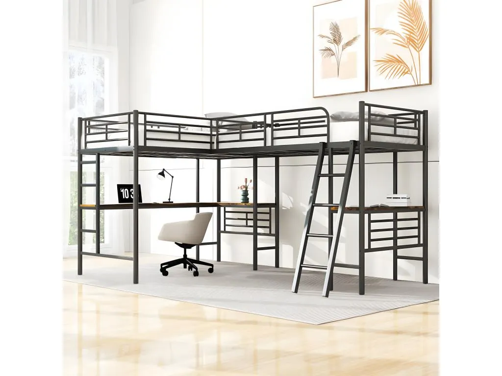 Litera de 90 x 200 cm dos literas mesa debajo de la cama negro KZNB31124