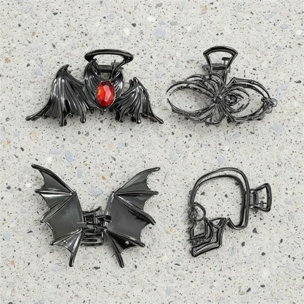 4-Piece Halloween Spider and Bat Hair Clip Set - Image 7 4-Piece Halloween Spider and Bat Hair Clip Set - Image 7