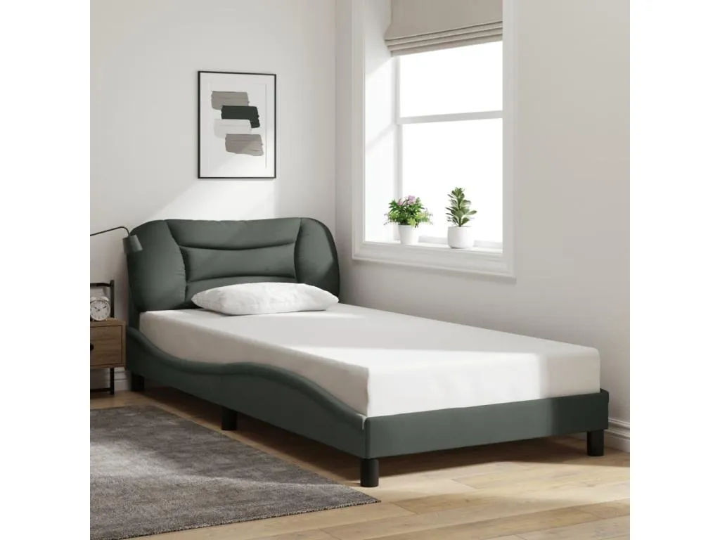 Cama box spring con colchón tela gris oscuro 120x190 cm zar3520420