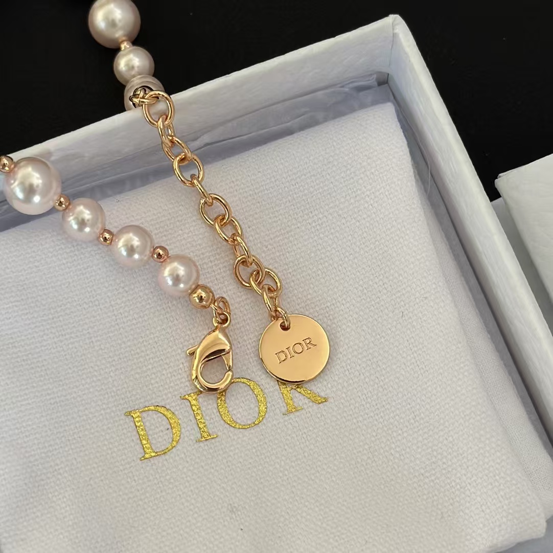 Dior Rose Gold- Finish Vintage Pearl Necklace - Original Replica Club