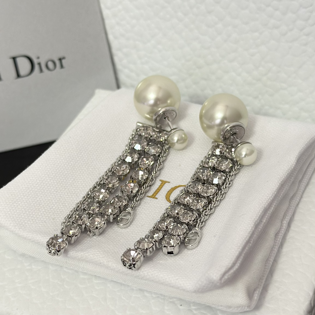 Dior Rhinestone Tassel Earrings - Original Replica Club