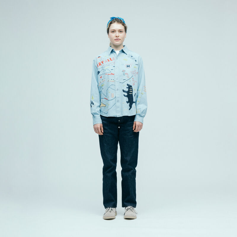 HUMAN MADE EMBROIDERED CHAMBRAY SHIRT