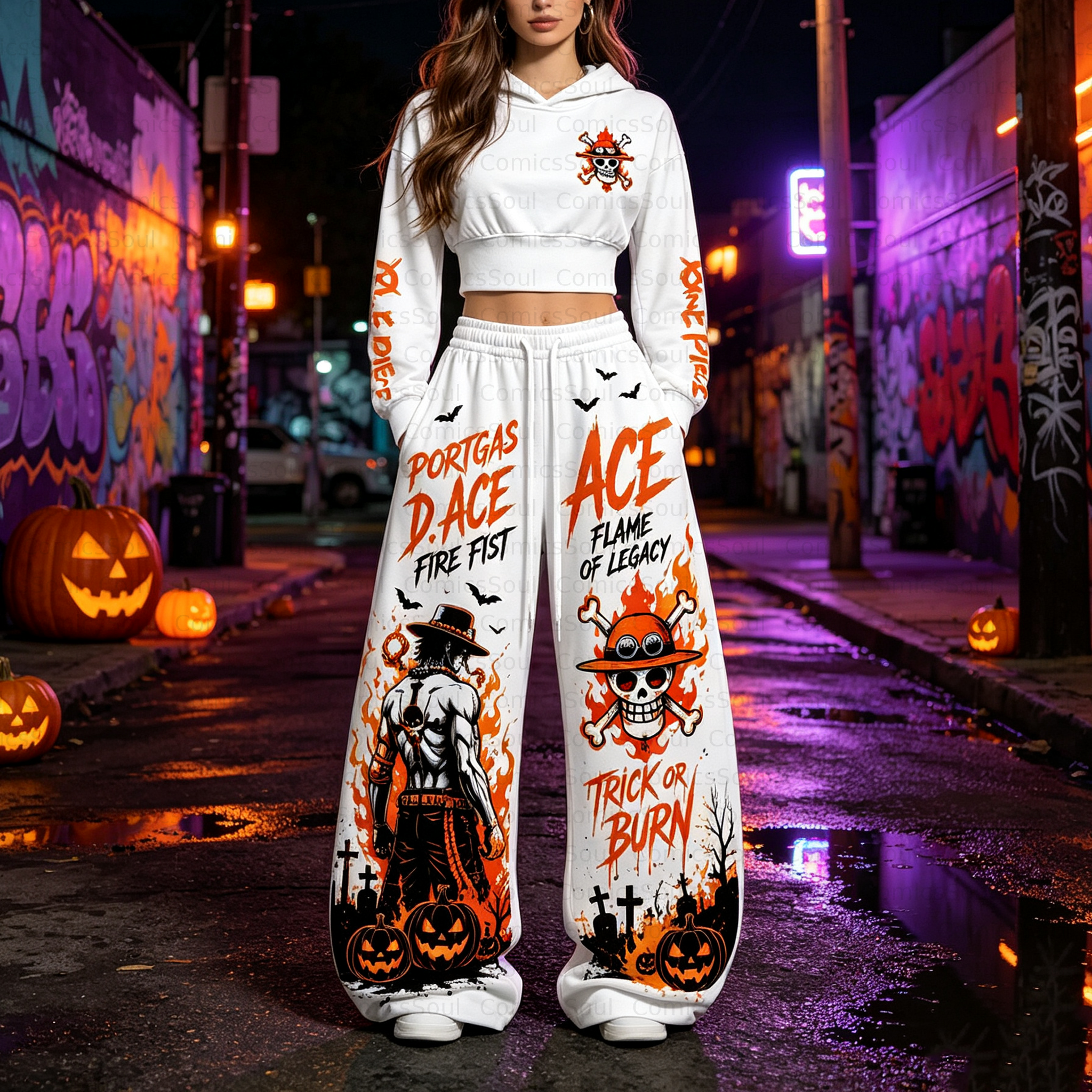 One Piece Halloween Theme Hoodie & Pants Two Piece Tracksuit Set 3051002 TeeThreads Sustain the Scene with Custom Apparel