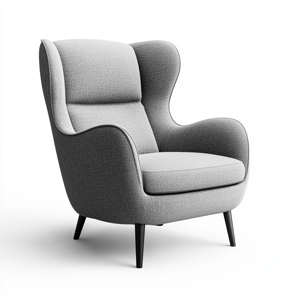 Sillón gris claro de tela con respaldo alto 74x80 cm