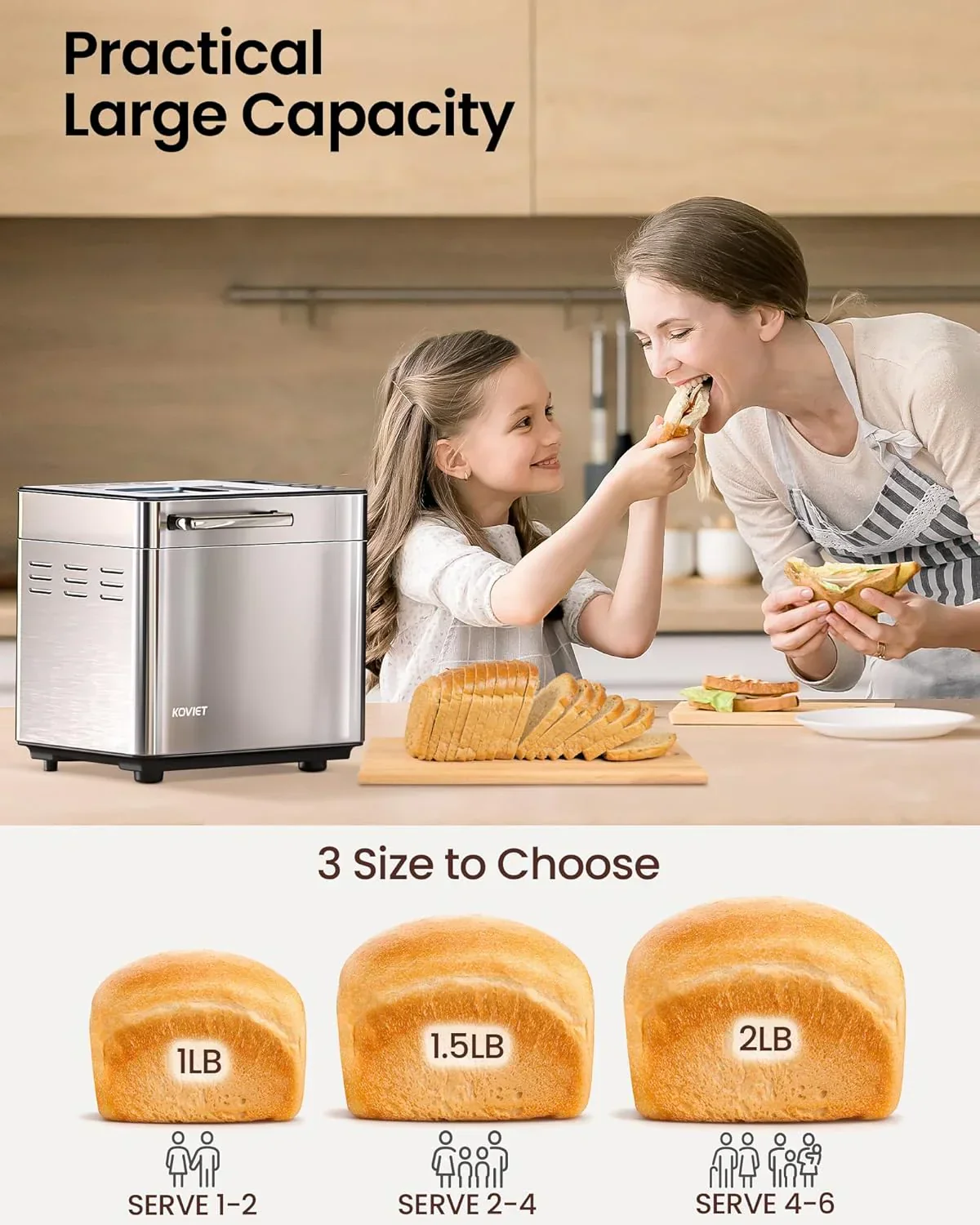 25-in-1 Bread Maker with Automatic Dual Dispenser 2-Pound Stainless Steel Bread Maker