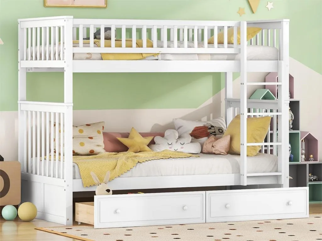 Litera de Decocasaes con cajones y escalera - 90x200cm - Blanco 29382ymru
