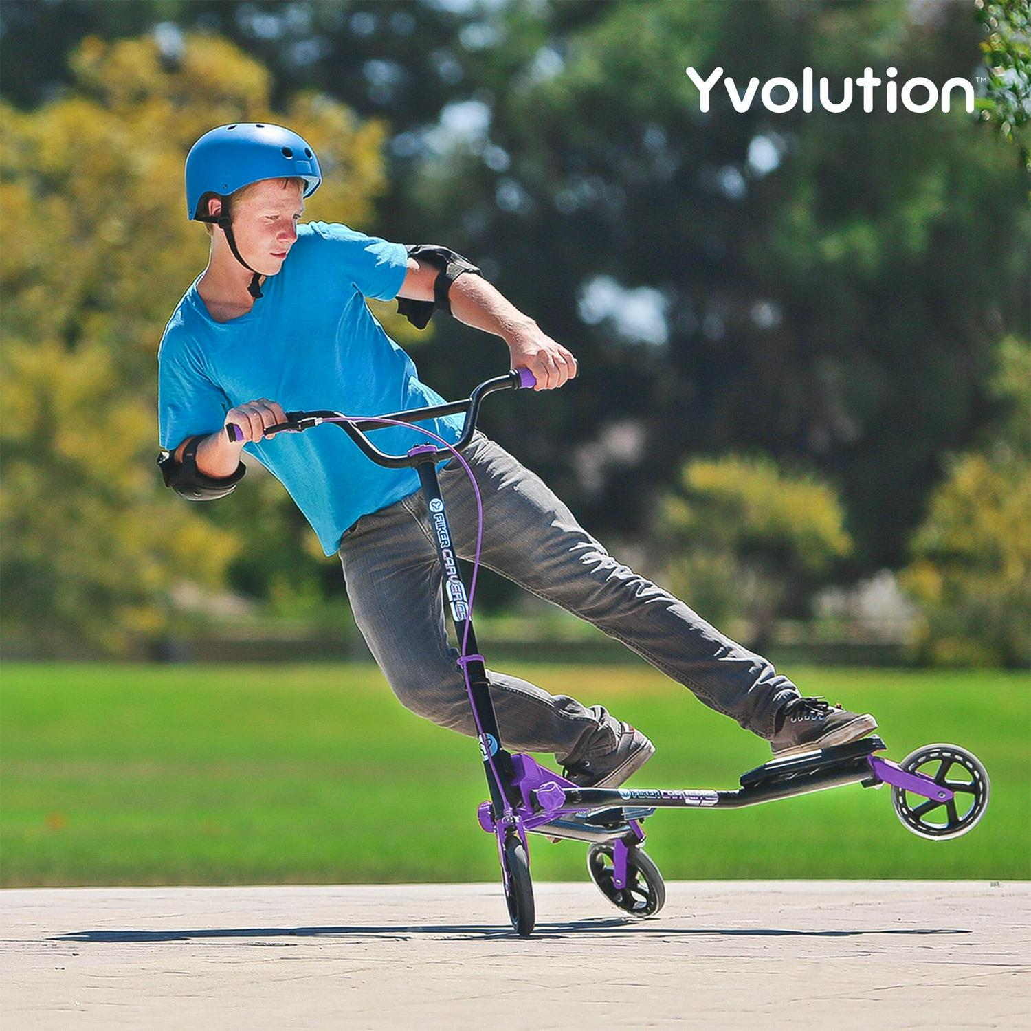 Yvolution Y Fliker C5. Foldable Drift Swing Scooter Kids Age 9+ Years. Purple. Unisex. Weight 24lbs - Image 6