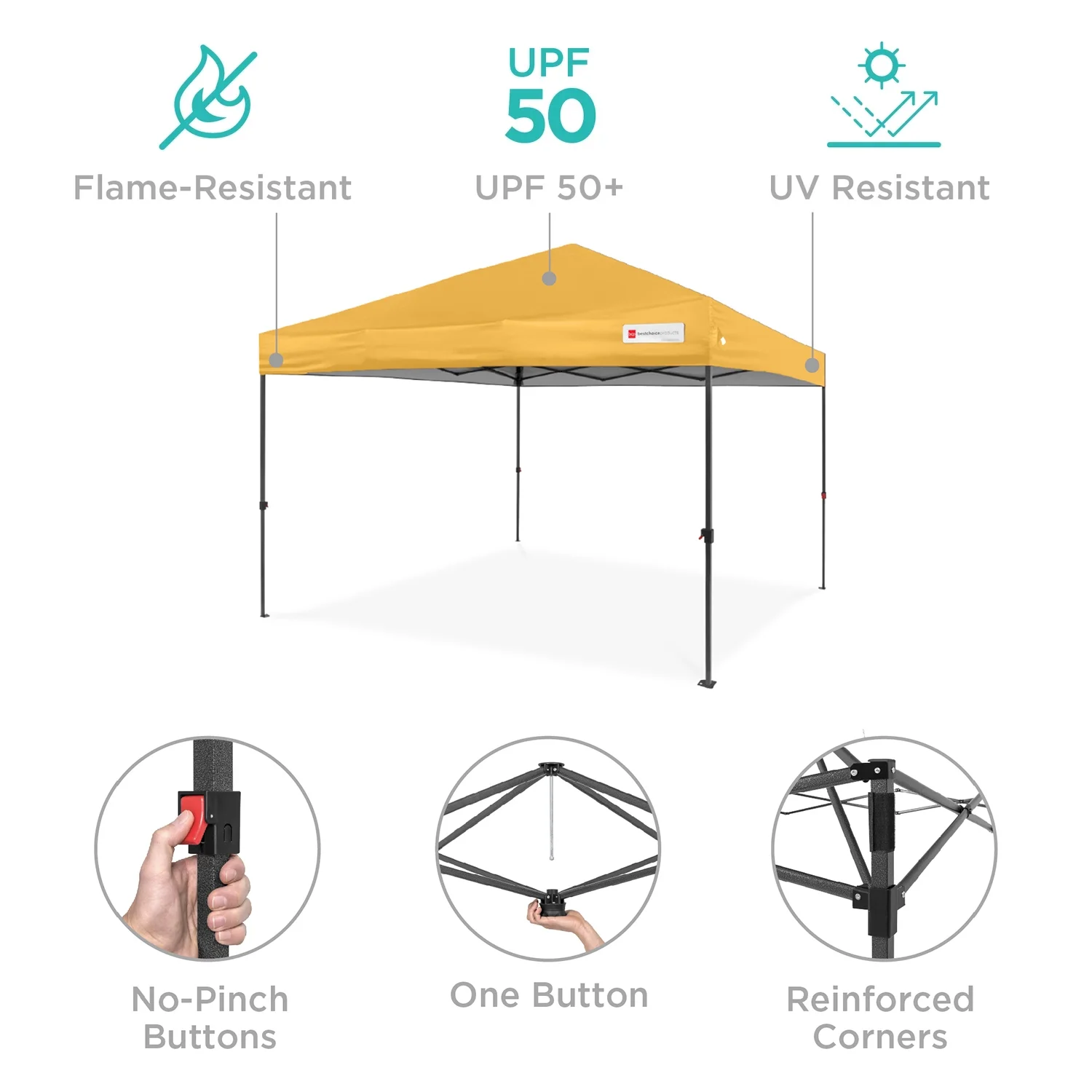 Best Choice Products 12x12ft Easy Setup Pop Up Canopy w/ 1-Button Setup, Wheeled Case, 4 Weight Bags - Navy Blue - Image 121