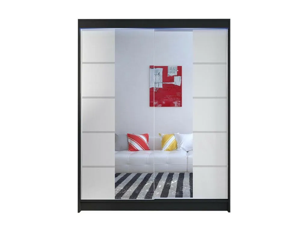 Armario Micasacool 146 Blanco | Negro 200x150x58cm Puertas de armario - Correderas