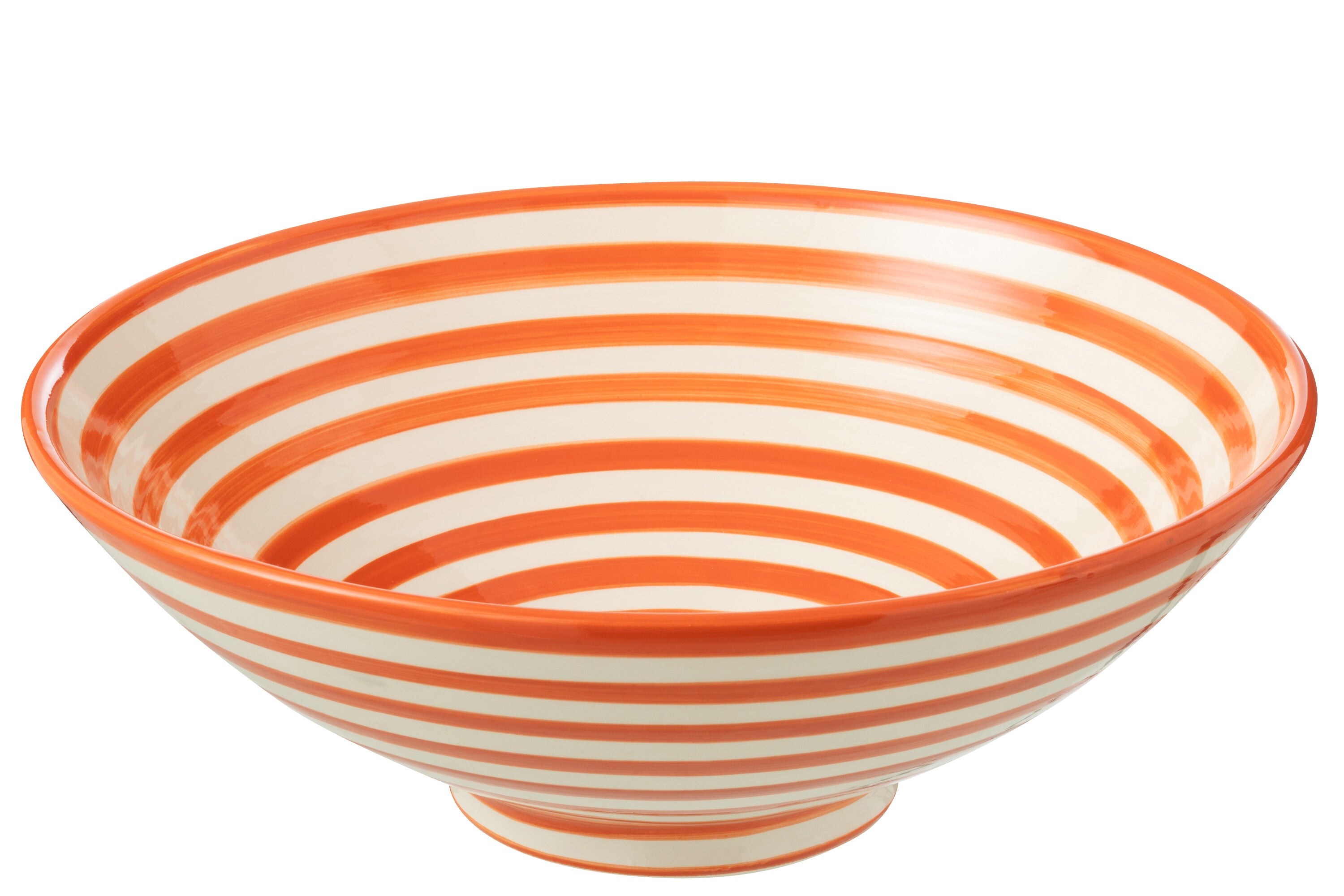 J-Line kom Lebrillo Granada Stripes - keramiek - wit oranje
