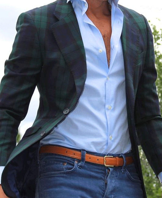 Casual Plaid Notch Lapel Chest Pocket Two Button Blazer