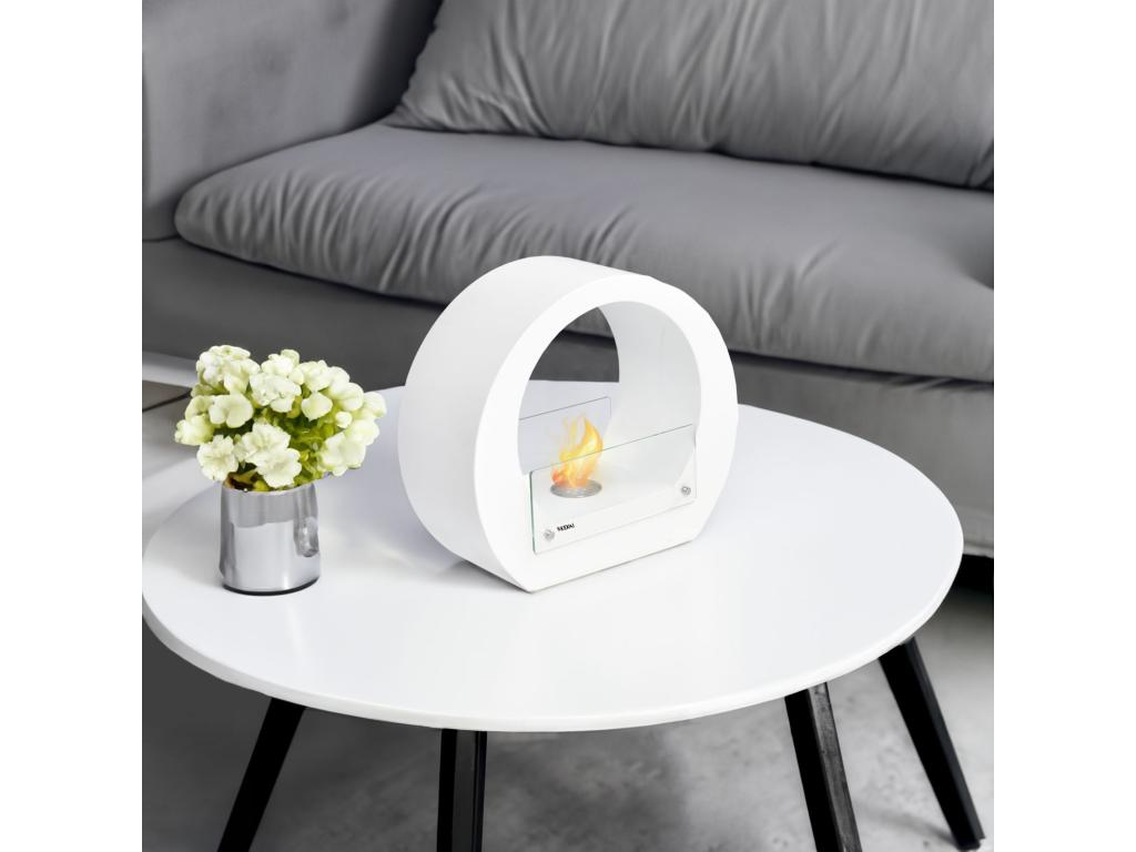 Biochimenea de Sobremesa Decoromantico  Vesubio 40x18,2x35cm Quemador de Acero Inoxidable, Vidrio Templado y Accesorio Apagallamas