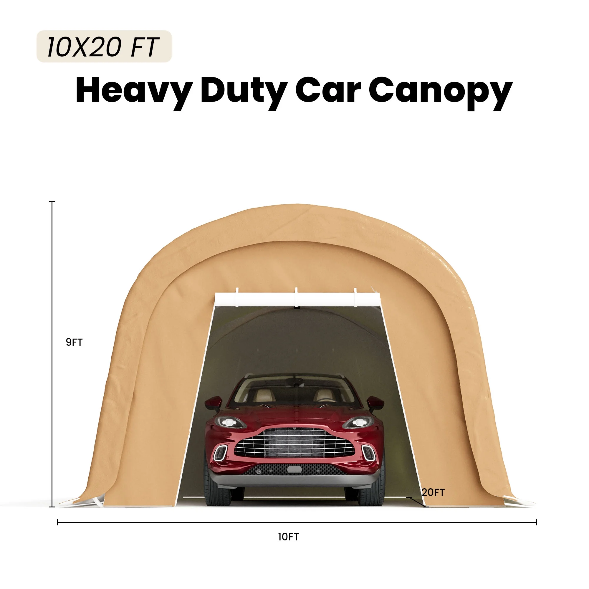 COSIEST 10'x20'Heavy Duty Carport ,Portable Outdoor Canopy Garage with Waterproof PE Roof and Steel Frame - Image 2