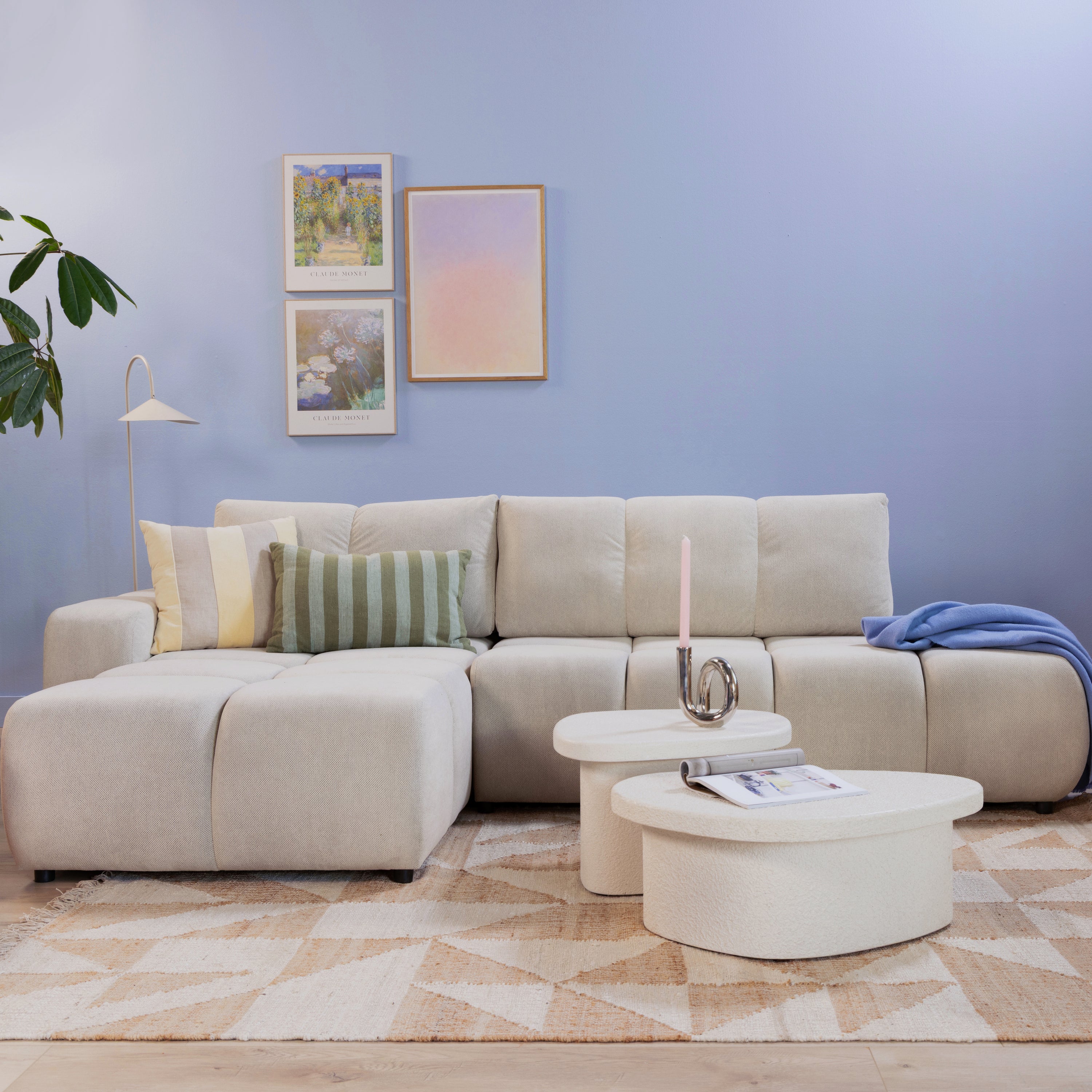 by fonQ Charme Hoekbank Links met Slaapfunctie - Weefstof - Ivoor