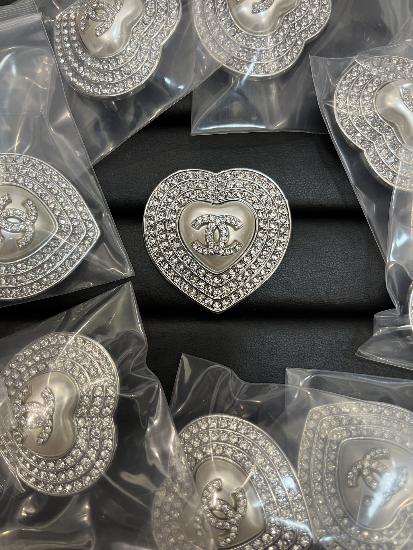 Chanel Diamond Around White Heart Brooch - Original Replica Club
