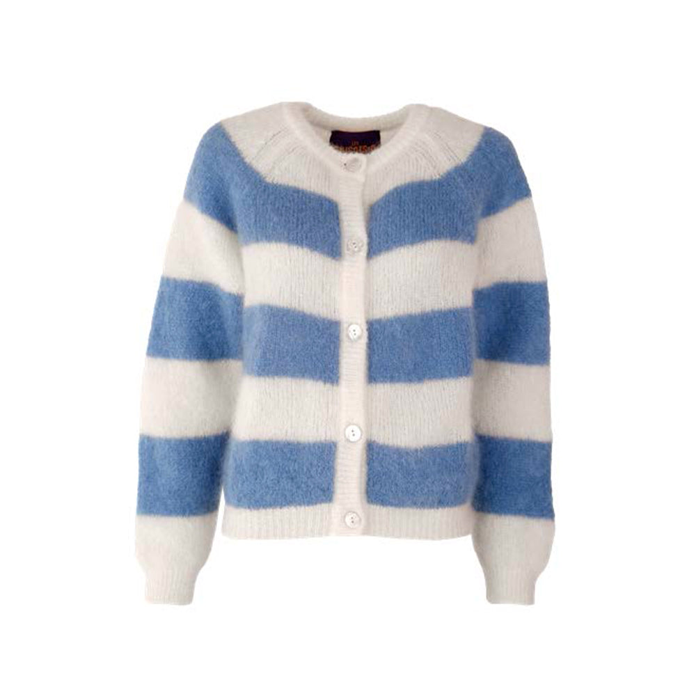 Les Tricots D'o - Cardigan Alice - Blanc et Bleu Jeans