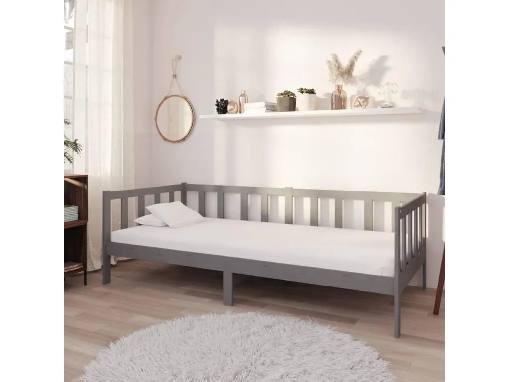 Sofá cama con colchón Andreuworldcasa maciza gris 90x200 cm