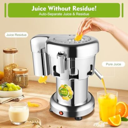 Commercial Juice Extractor, 370W 110V Electric Stainless Steel Juicer for Fruit Vegetable Heavy Duty Centrifugal Juicer Machine Juice & Residue Separated Low Noise: Home & Kitchen