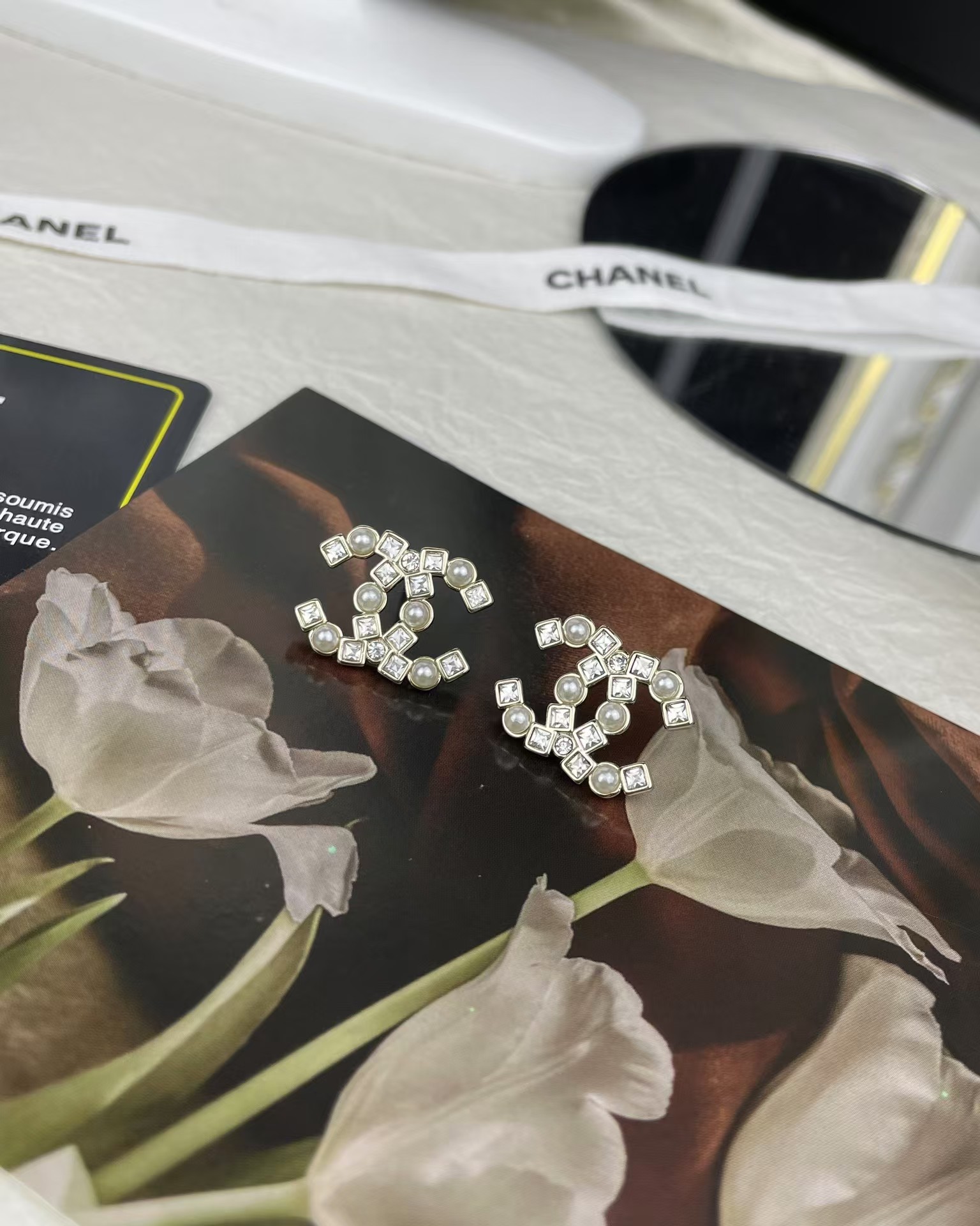 Chanel Pearl and Diamond Paved Earring Stud - Original Replica Club