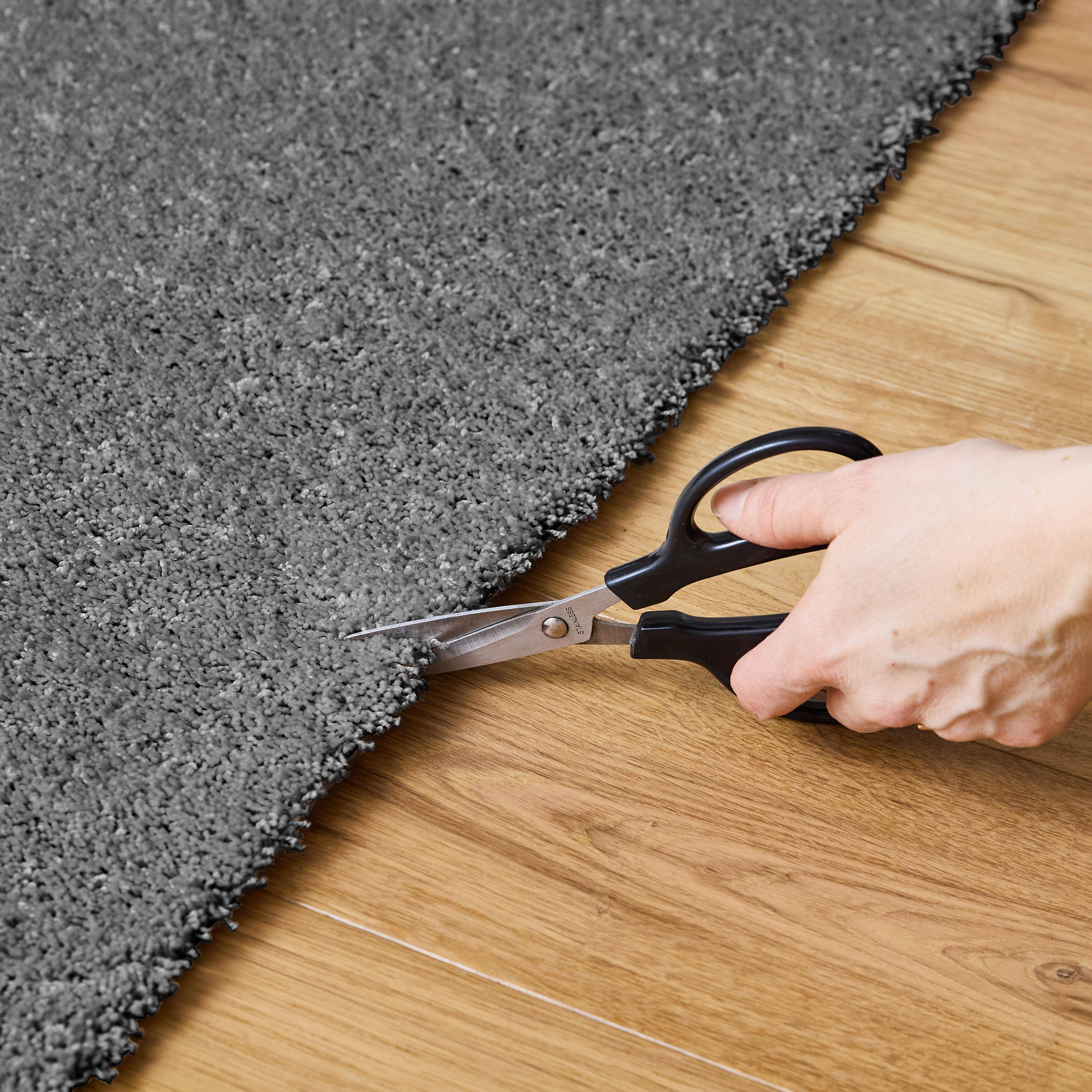 Lawrence - Alfombra interior de terciopelo rizado gris antracita