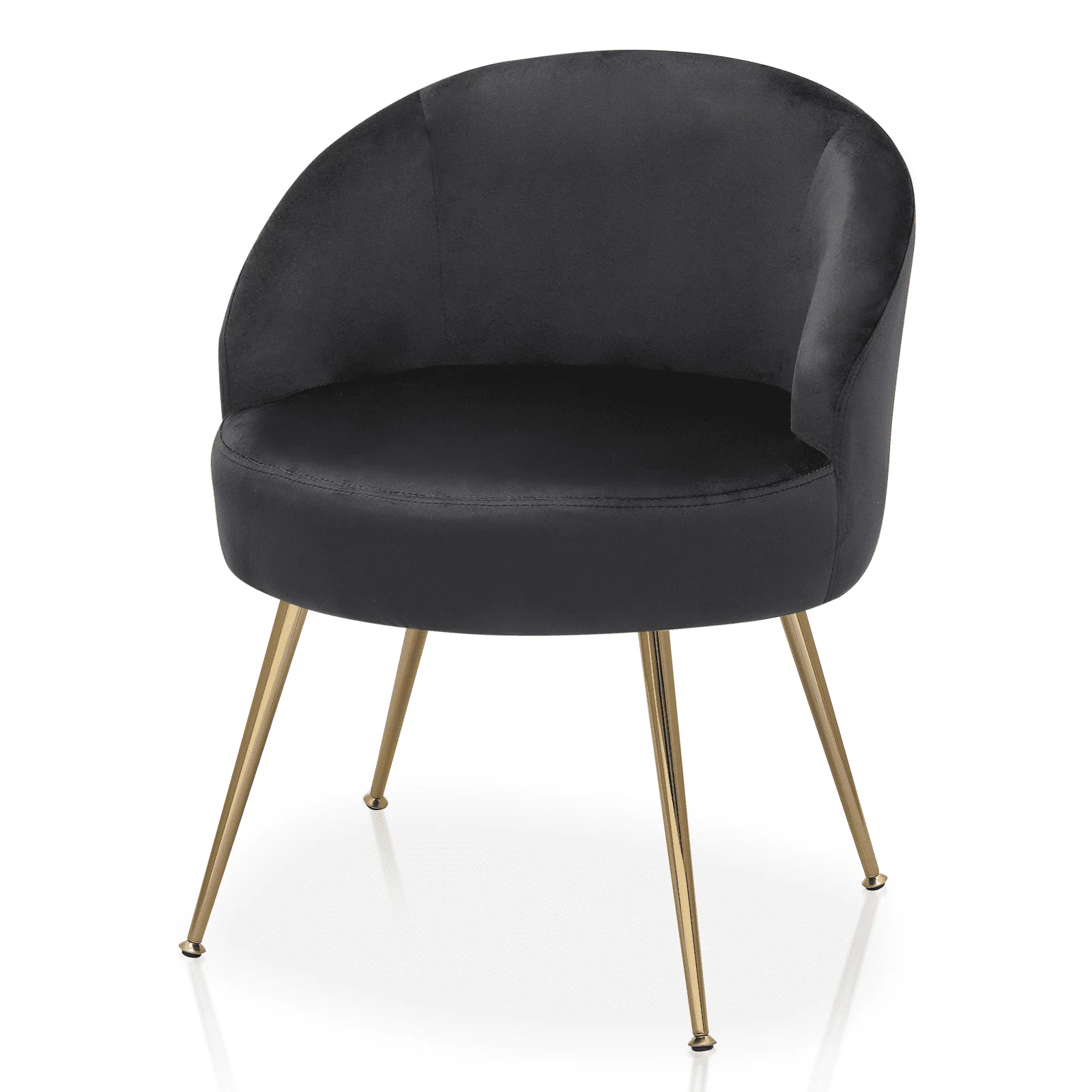 Monibloom Velvet Accent Chair, Modern Upholstered Single Sofa Side Chair, Comfy Barrel Club Living Room Armchair with Golden Metal Legs for Bedroom Reading Room Office, Black(Purple)