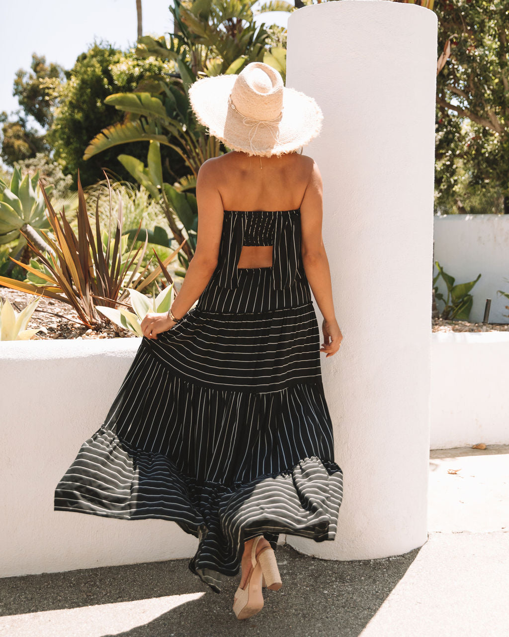 Janai Strapless Striped Maxi Dress - Black - FINAL SALE - Se7enfashion