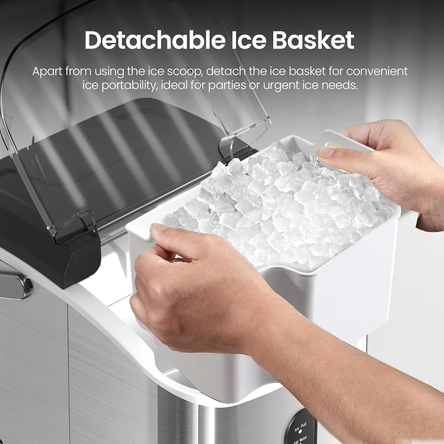 Auseo Nugget Ice Maker Countertop, Ready in 6 Mins ,35Lbs Each day with Self-Cleaning,Portable Sonic Ice Machine for Home/Office/Bar, Black - Image 11