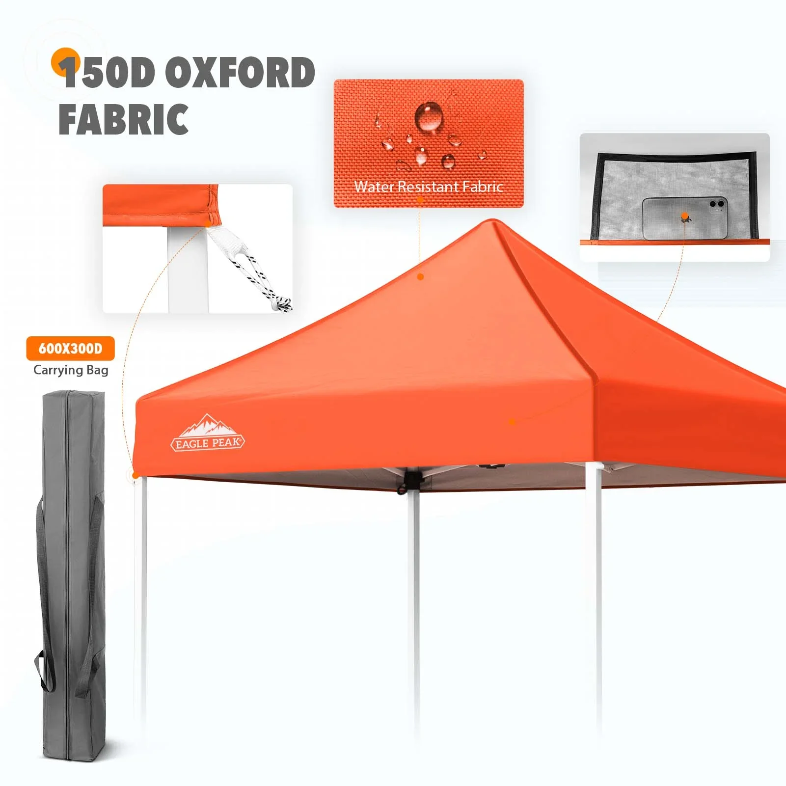 EAGLE PEAK 5x5 Pop up Canopy Tent Instant Outdoor Canopy Easy Set - up Straight Leg Folding Shelter（blue）