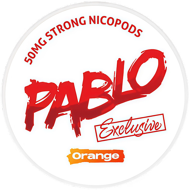 Pablo Orange 30mg nicotine pouches — Slim can with 20 super strong sweet orange moist pouches