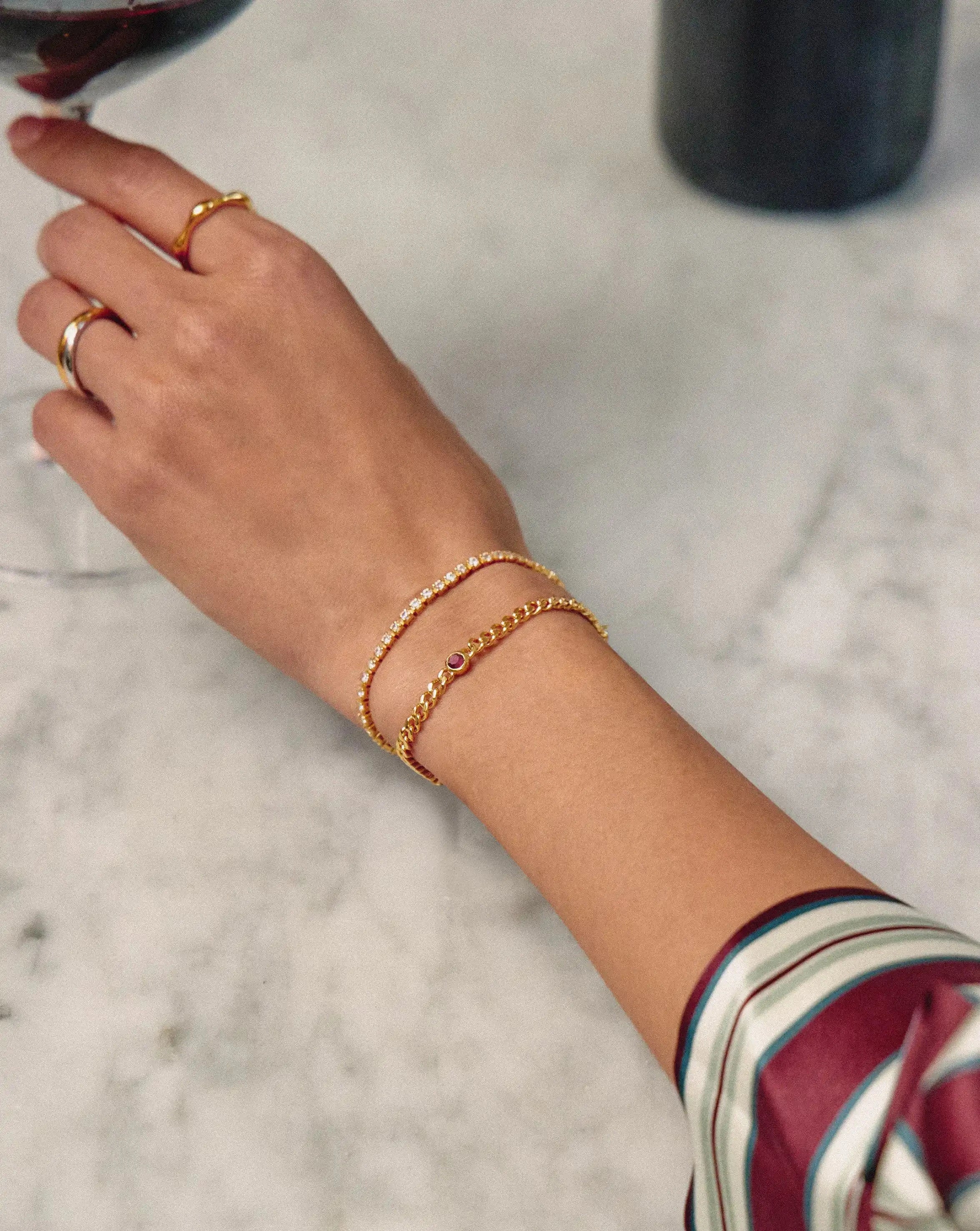 July Birthstone Chain Bracelet | 18ct Gold Plated Vermeil/Ruby