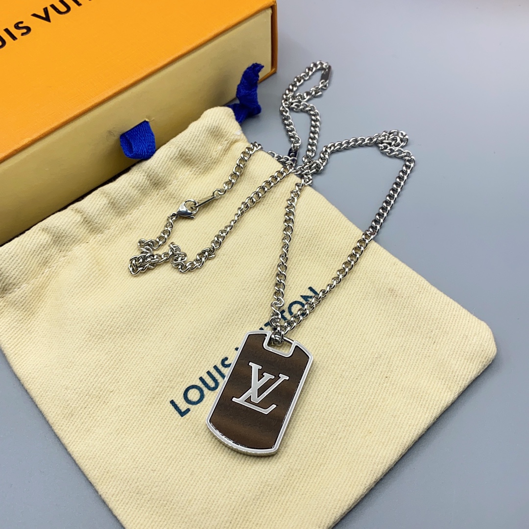 Louis Vuitton Two-sided Engraved Monogram Tag Necklace - Original Replica Club