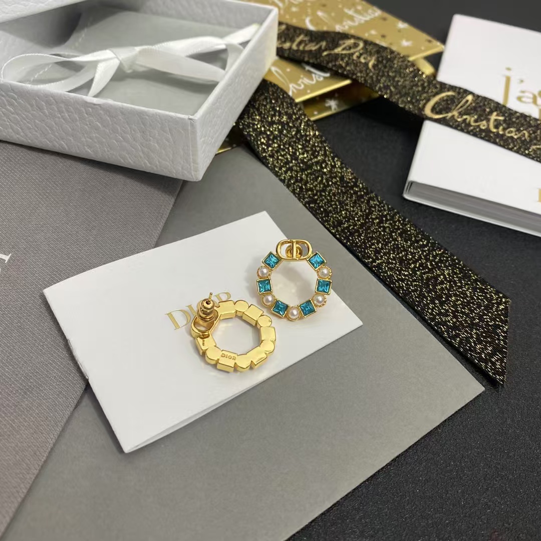 Dior Color Gem Rhinestone Earrings - Original Replica Club