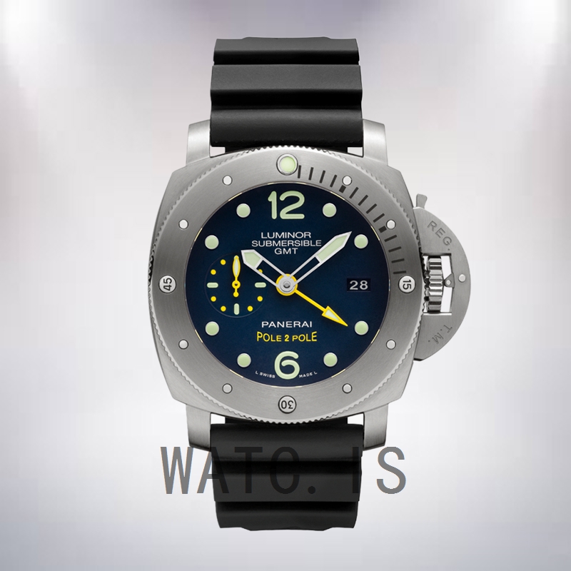 Panerai Luminor Submersible GMT PAM00719-001 47mm Men's Silver-tone Black Dial