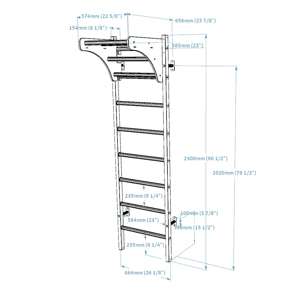 BenchK 211 Black Wall bars with adjustable beech wood pull-up bar - Image 5