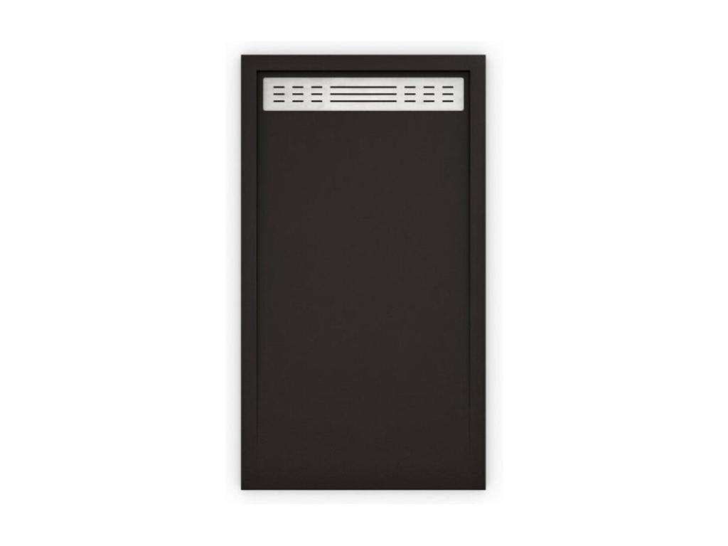 Plato de ducha premium negro - 90x100cm - resina con cargas minerales