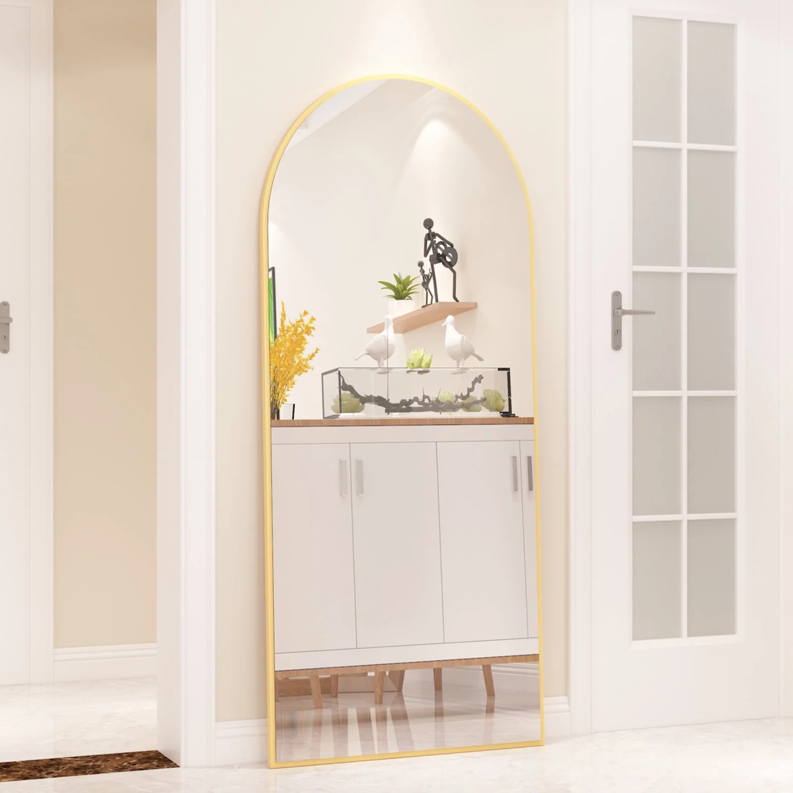 RACHMADES 65"x24" Arch Mirror Full Length Full Body Mirror Arched Floor Mirror with Stand Tall Mirror Long Gold Mirror FULL Length - Image 9