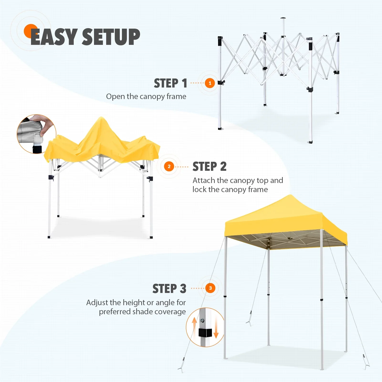 EAGLE PEAK 5x5 Pop up Canopy Tent Instant Outdoor Canopy Easy Set - up Straight Leg Folding Shelter（blue）