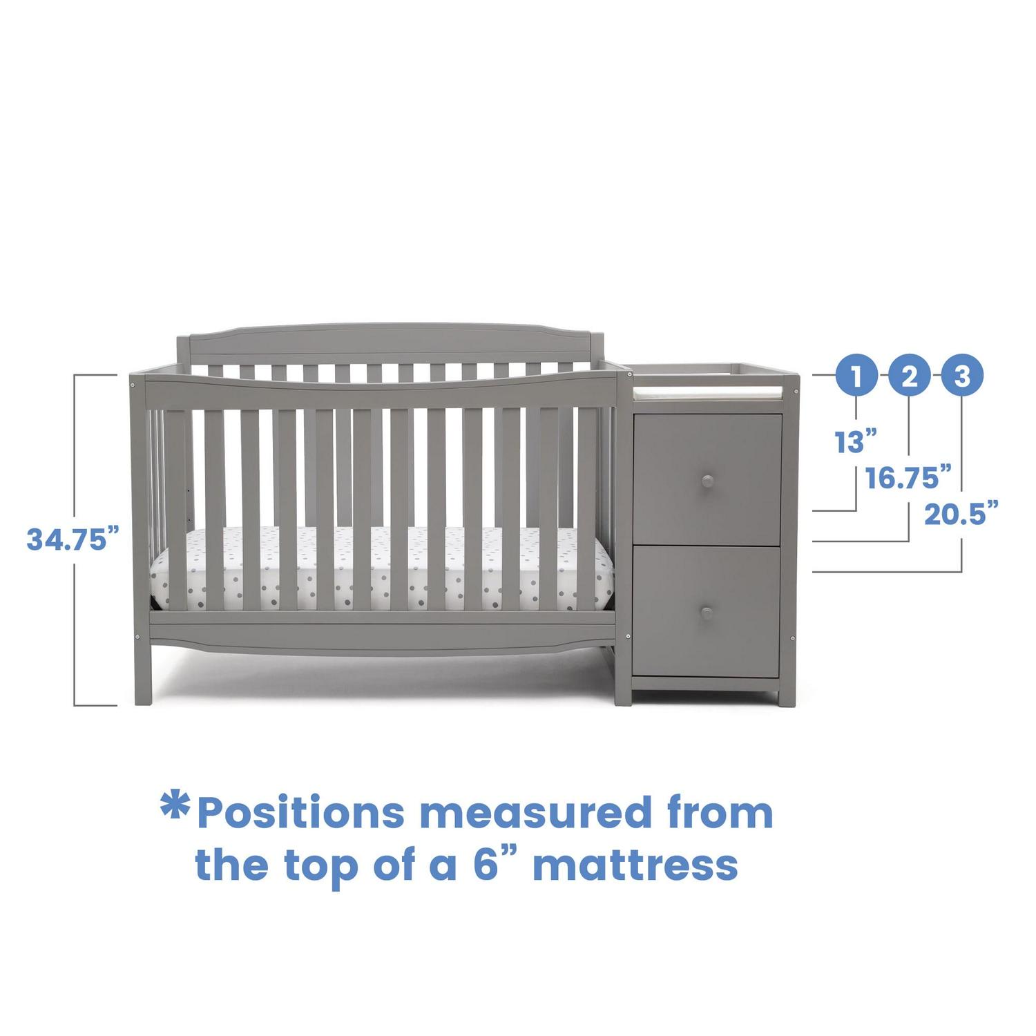 Delta Children Mason 6-in-1 Convertible Crib and Changer. Gray - Image 4