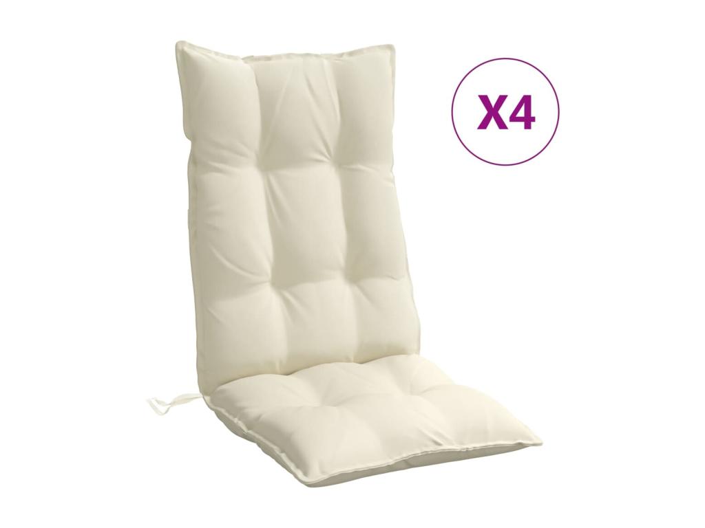 Cojines de silla respaldo alto 4 uds tela Oxford color crema