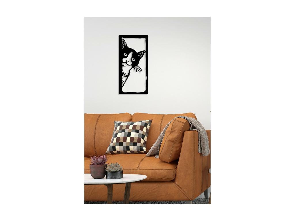 Decoración de Metal Gato 22, Negro, 30x0,15x61 cm, Hogarlujo