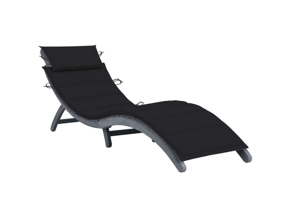 Sillón con cojín Gris Madera maciza de acacia